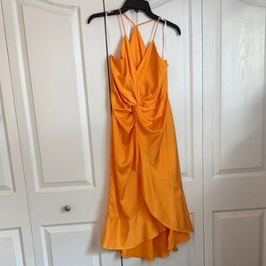 Sorbet, silky, waist knot midi dress